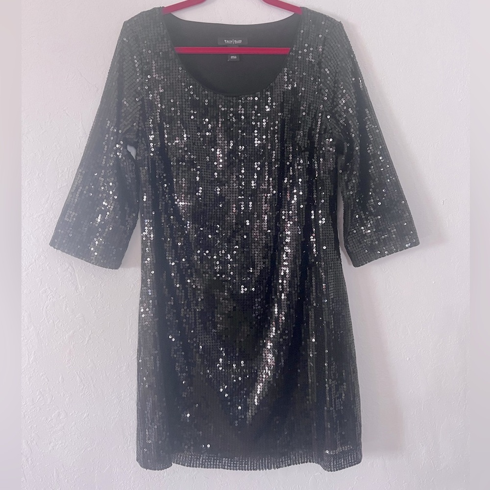 WHBM Black Label Sequin Stretch Mini Dress Sz 12